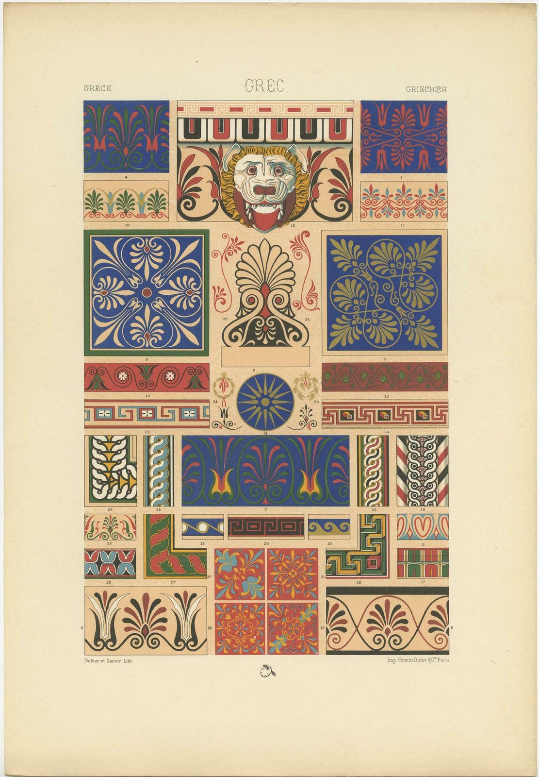 Pl. 6 Antique Print Of Greek Ornaments By Racinet Circa 1890 photo Art
