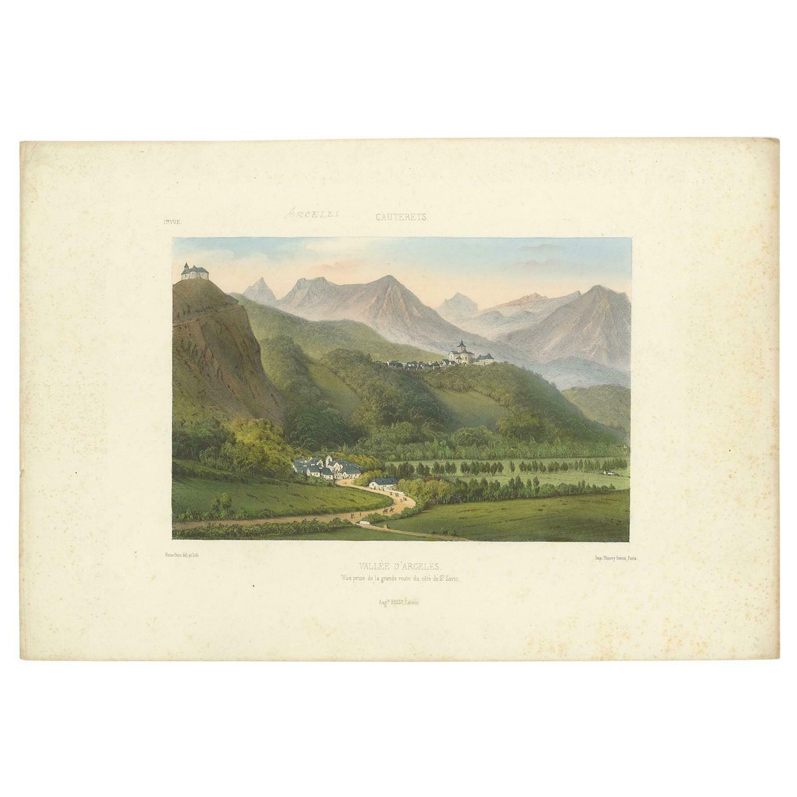Antique Print Of The Argelès Valley By Bassy, C.1890