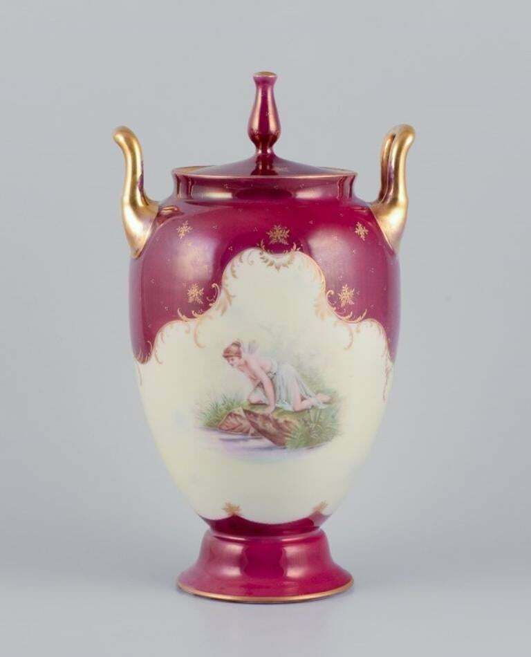 Rosenthal And Wien Early Lidded Porcelain Vase With Two Handles Classic Form photo vinterior