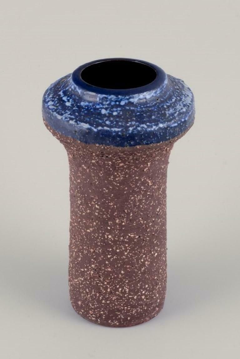 Thomas Nittsjö Sweden Large Ceramic Vase In Brown And Blue Tones photo furniture