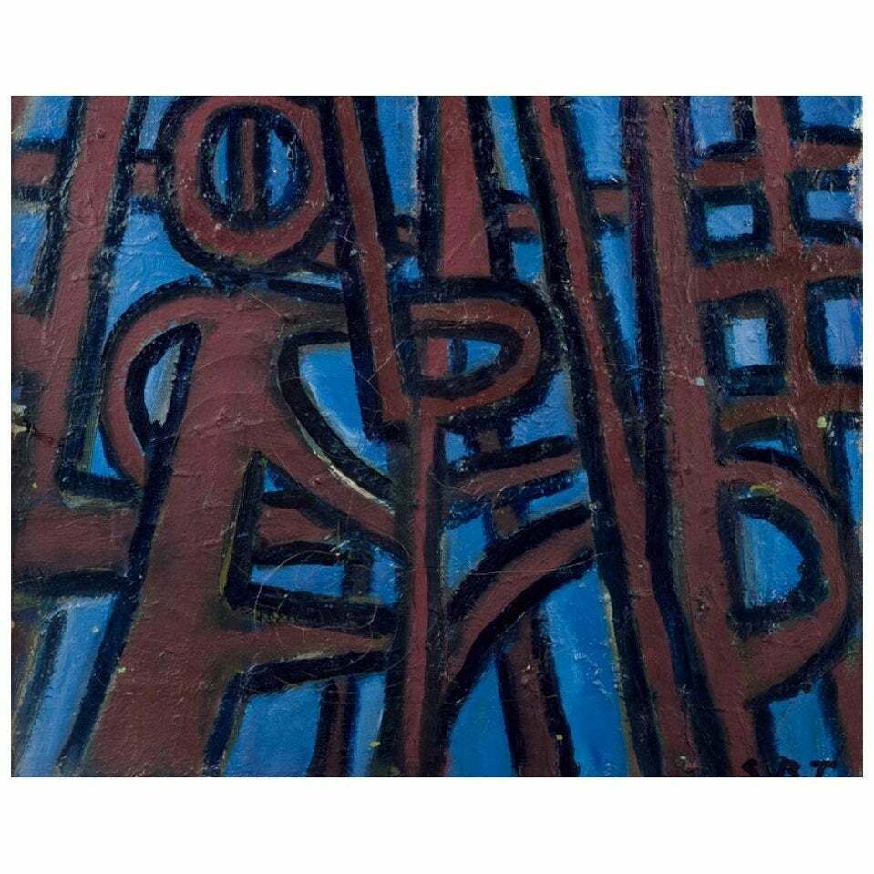 Sven Bertil Thorell, Sweden Artist. Oil On Canvas. Abstract Composition 1960s