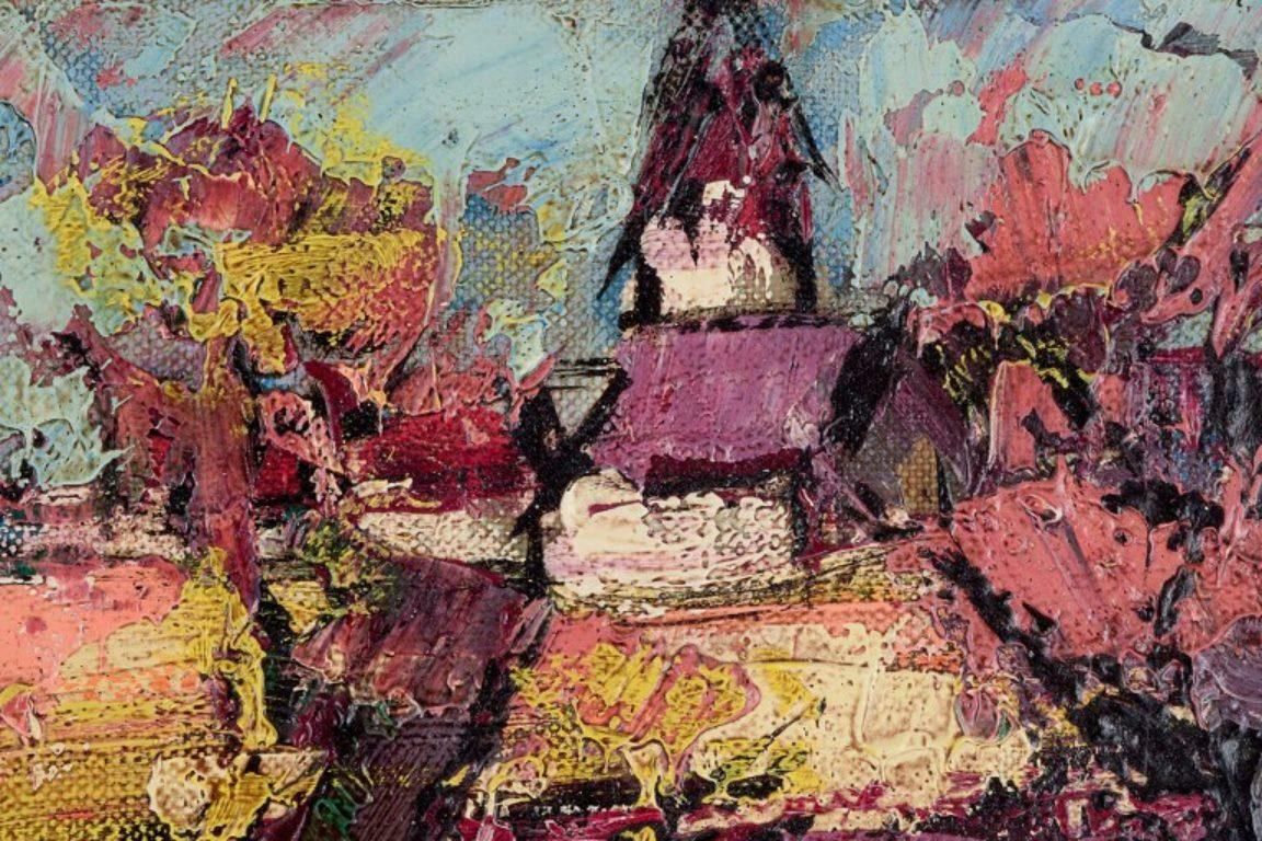 Henry Maurice D'anty. Oil On Canvas. Cityscape With Figures photo vinterior