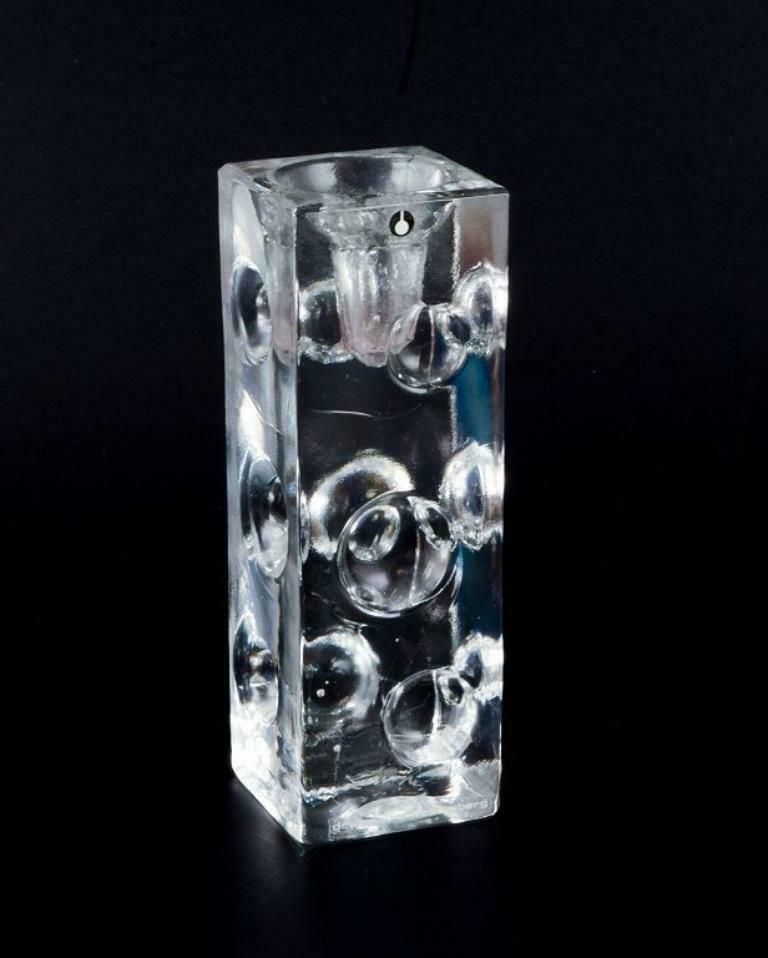 Uno Westerberg For Pukeberg Sweden Two Candle Holders In Clear Art Glass photo vinterior