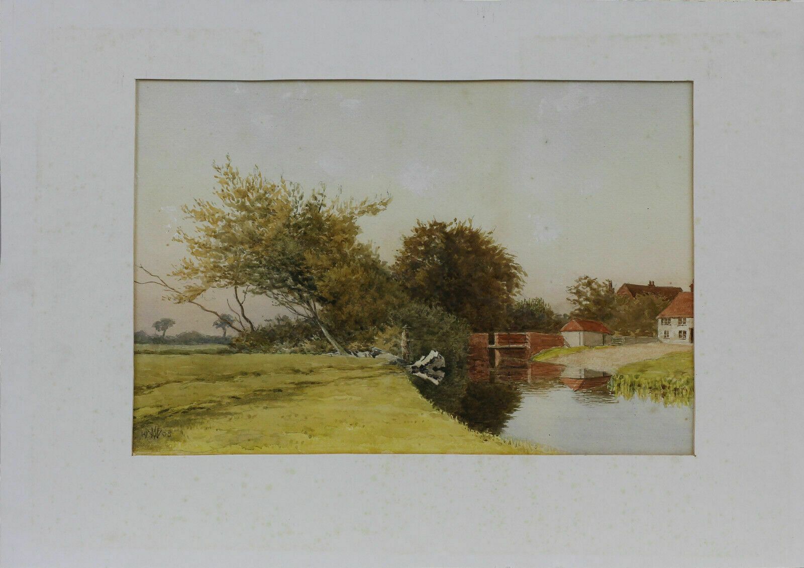 Set Of 2 Watercolours By Vw. Fishing Scenes In Autumn & Summer photo furniture
