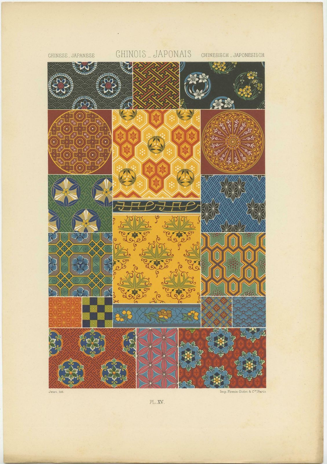 Pl. 15 Antique Print Of Chinese Japanese Ornaments By Racinet, Circa 1890 photo Art
