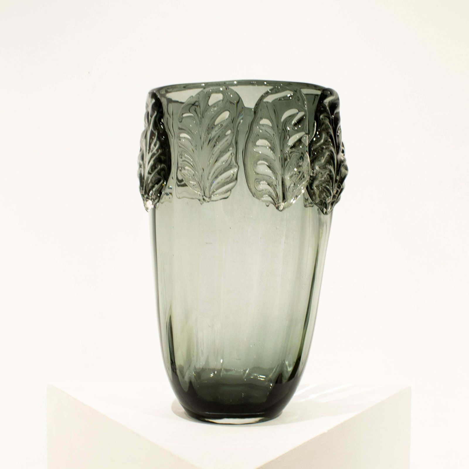 Handcrafted Semi Transparent Grey Color Glass Vase, Italy, 2024 photo furniture