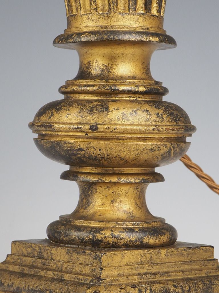 Antique French Carved Giltwood Table Lamp photo vintage