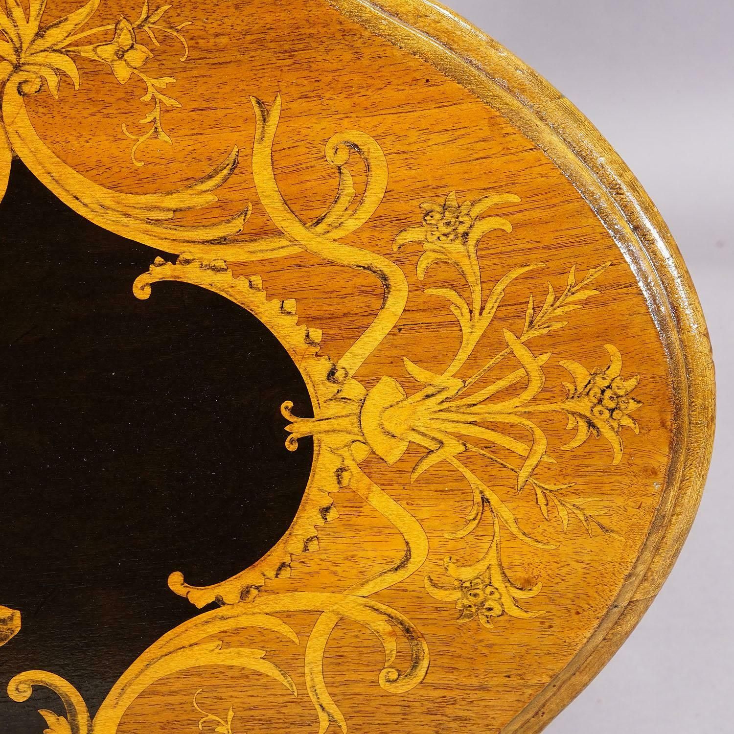 Edelweis Marquetry Side Table Swiss Brienz 1900 photo buy