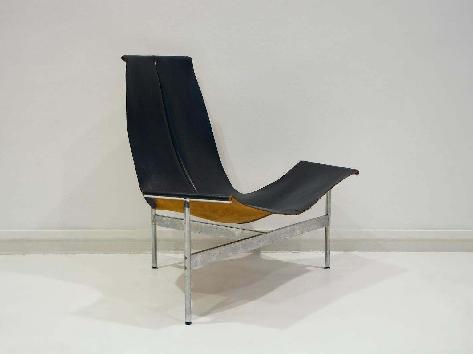 Furniture Black Leather T Chair By Katavolos, Littell, & Kelley For Laverne International photo