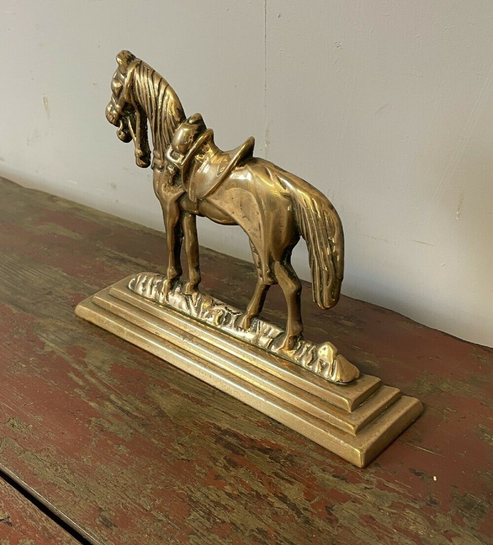 C19th Cast Brass Horse Door Stop photo furniture