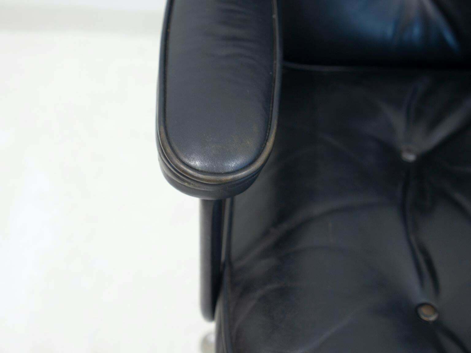 photo for sale Pair Of Black Leather Executive Chairs By Charles And Ray Eames