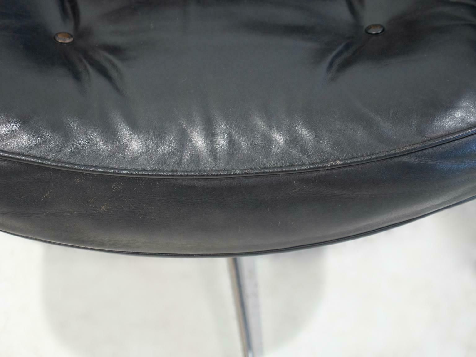 Furniture Pair Of Black Leather Executive Chairs By Charles And Ray Eames photo
