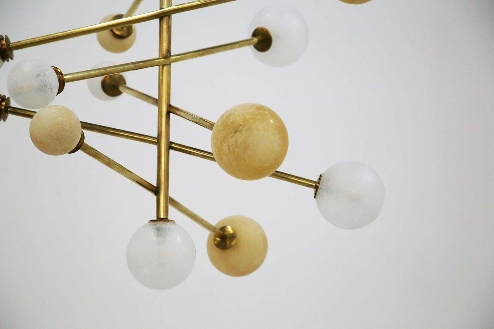 Italian Ceiling Chandelier In Glass And Brass Contemporary photo vinterior