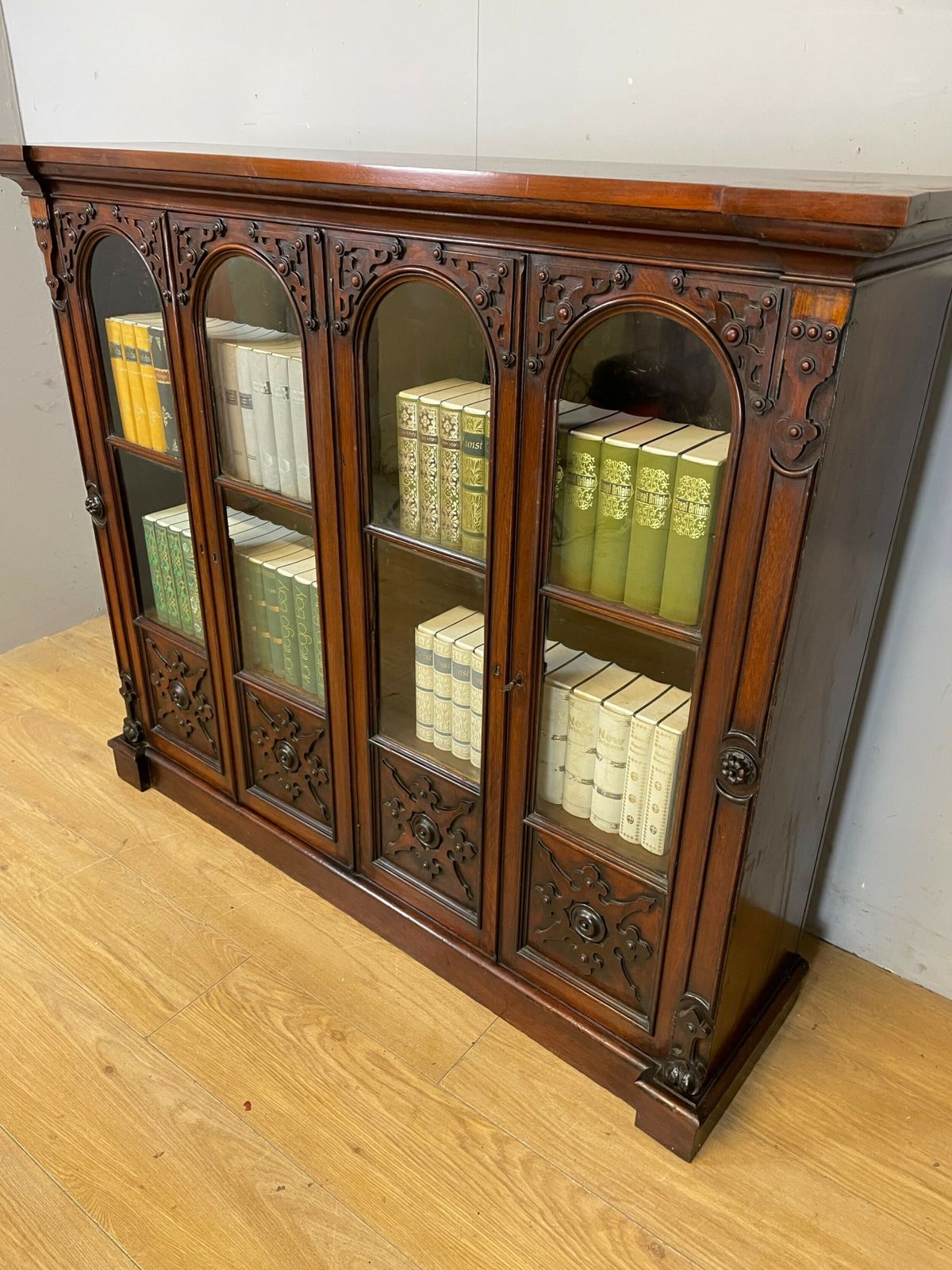 C19th Walnut Freestanding Bookcase In The Style Of Pugin photo vinterior