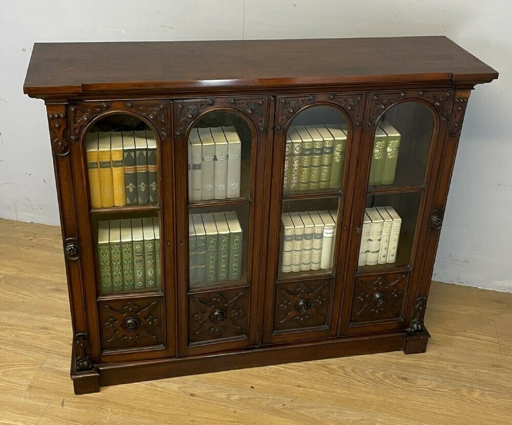 Furniture C19th Walnut Freestanding Bookcase In The Style Of Pugin photo