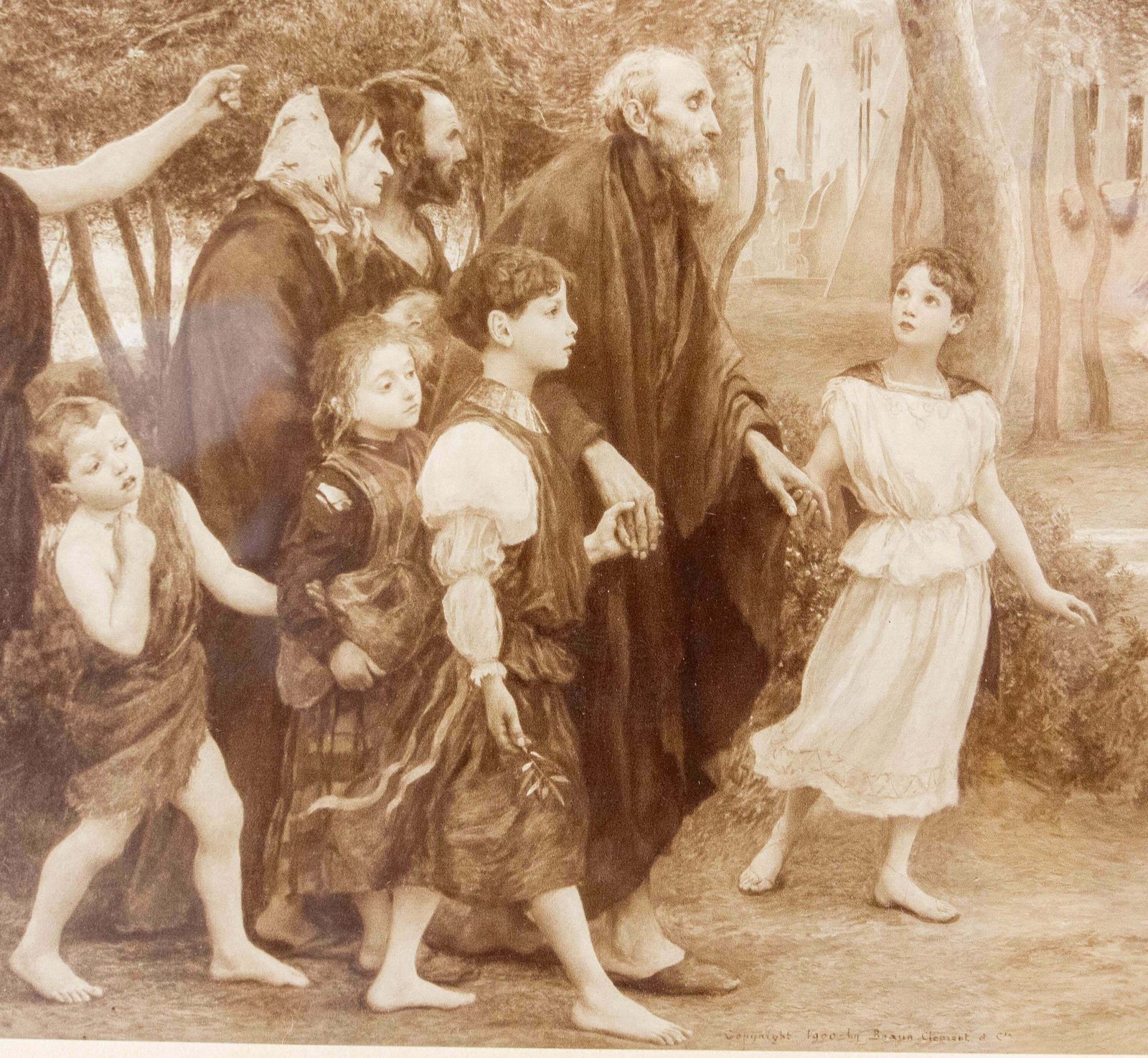 French Engraving Gospel Scene Banquet Guests Eugene Burnand, 1900 photo buy