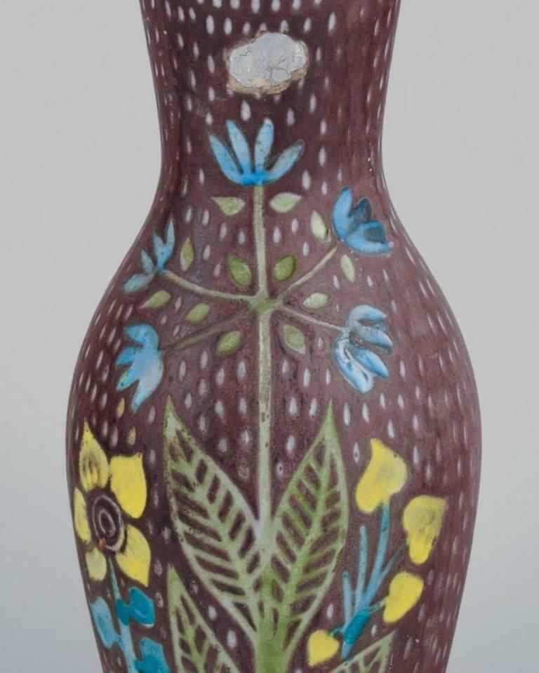 Mari Simmulson For Upsala Ekeby. Pair Of Ceramic Vases. Floral Motifs photo vinterior