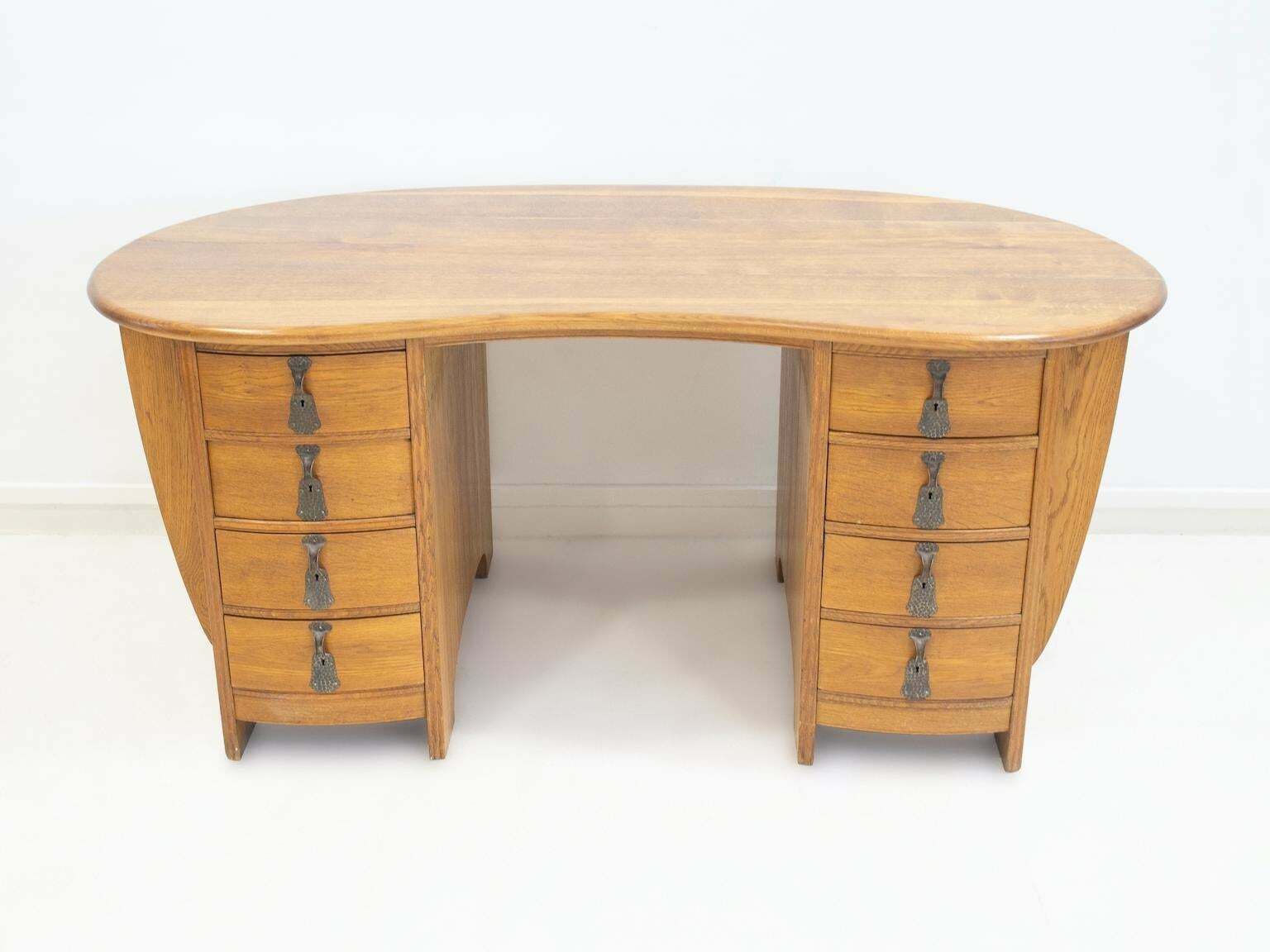 Swedish Art Nouveau Style Oak Writing Desk photo for sale