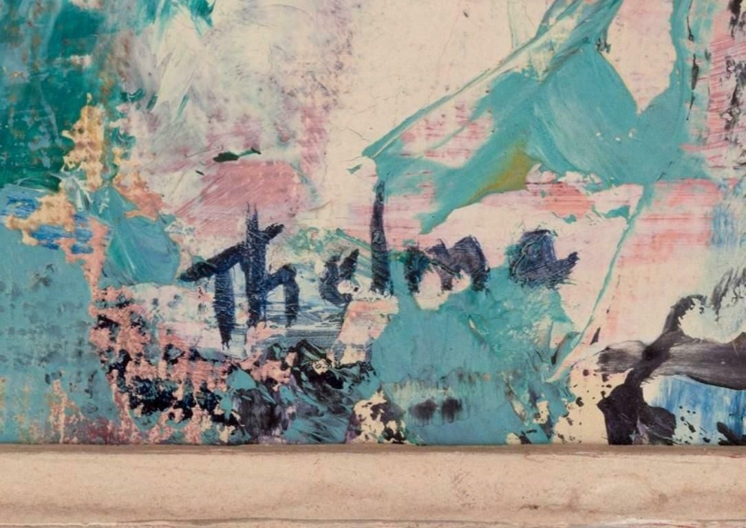 Thelma åkerman, Swedish Artist. Oil On Masonite Board. Abstract Composition. photo vinterior