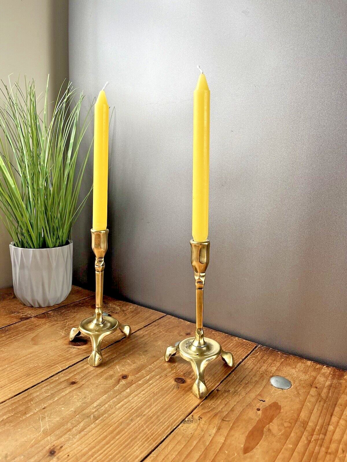 Pair Of English Antique Art Nouveau Tri Footed Base Candlesticks Candle Holders photo furniture