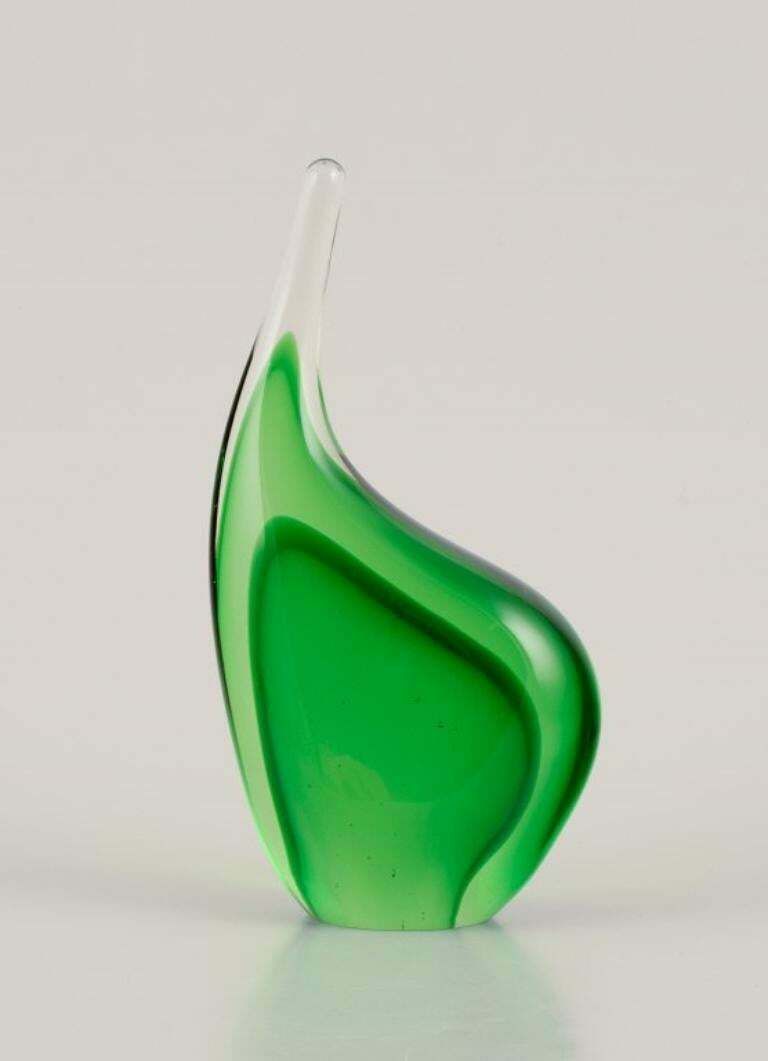 Per Lütken For Holmegaard, Denmark. Sculpture In Green Art Glass. Organic Shape. photo 260.0