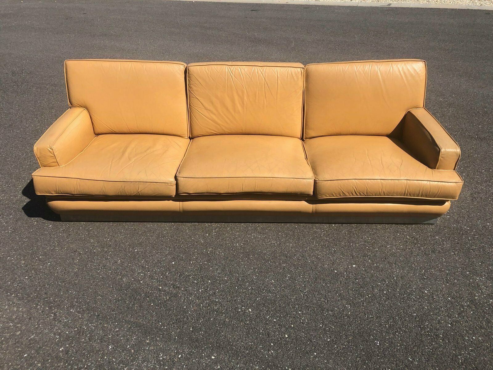 Leather And Brushed Steel Sofa Attributed To Jacques Charpentier For Roche Bobois, 1970s
