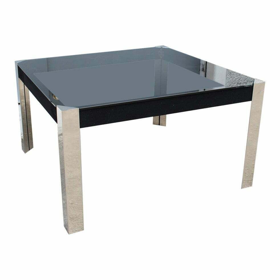 Guido Faleschini Square Black And Steel Table For Mariani 1970 Italia