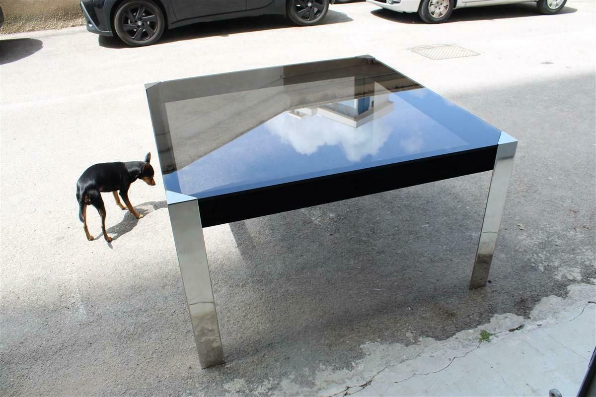 Guido Faleschini Square Black And Steel Table For Mariani 1970 Italia photo buy