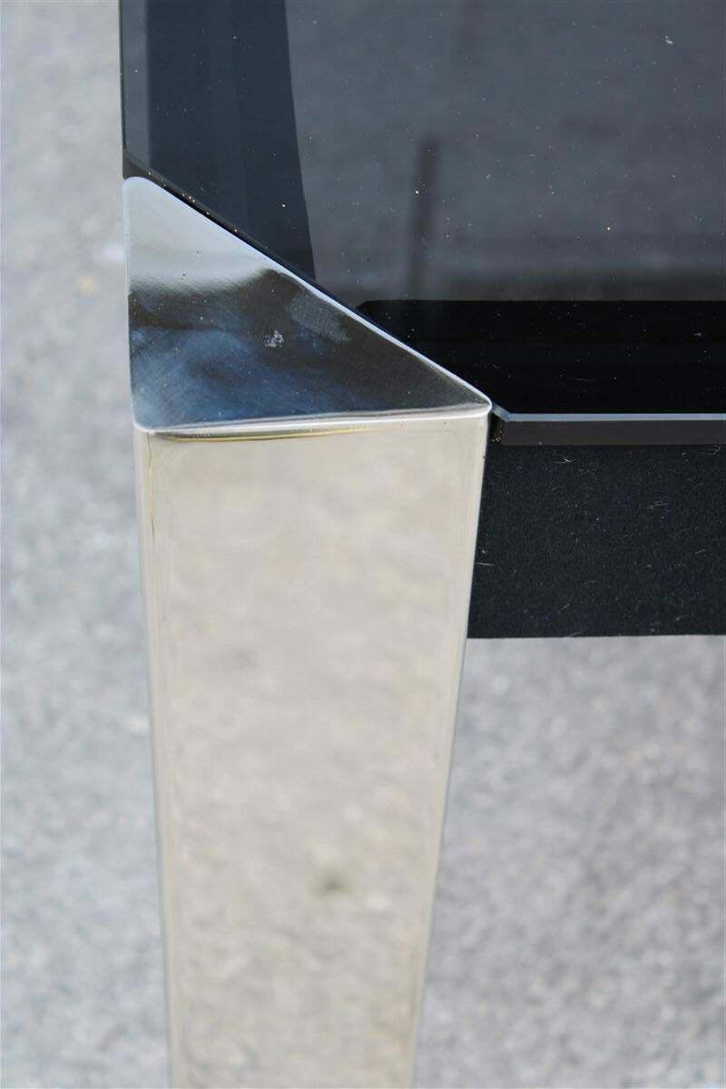 photo for sale Guido Faleschini Square Black And Steel Table For Mariani 1970 Italia