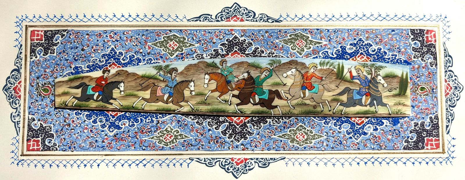 Antique Islamic Framed Miniature Painting On Camel Bone photo vinterior