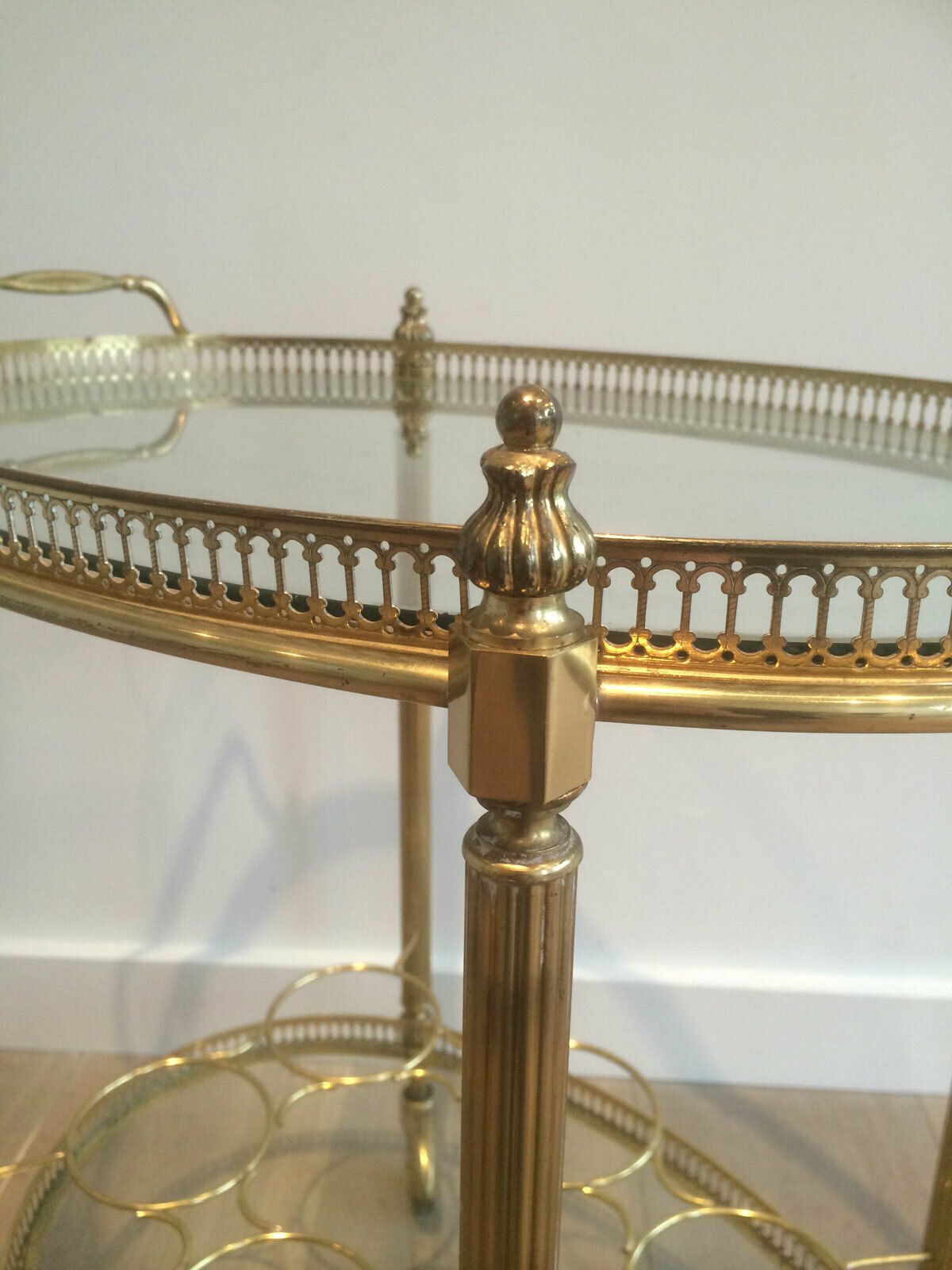 Oval Brass Rolling Table In The Style Of Maison Jansen. Around 1940 photo Furniture