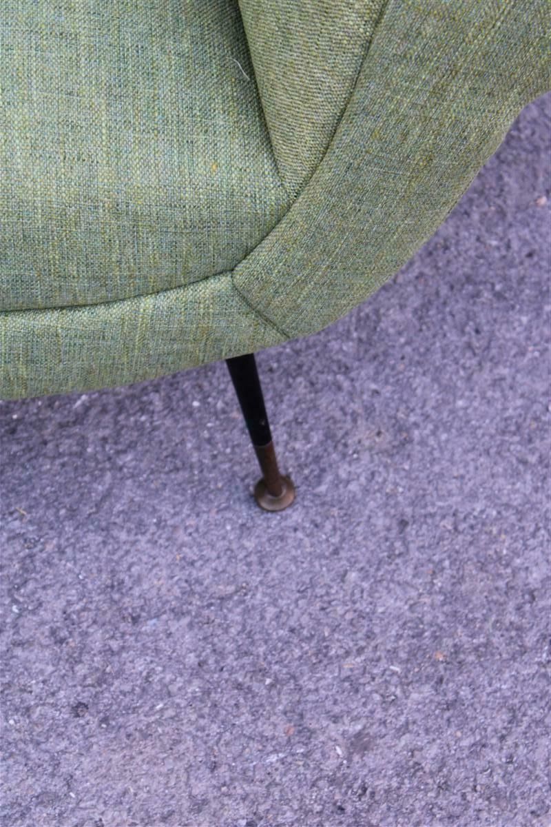 Pair Of Gigi Radice Minotti Armchairs In Trama Green Yellow Mid Century Fabric photo 4409.0