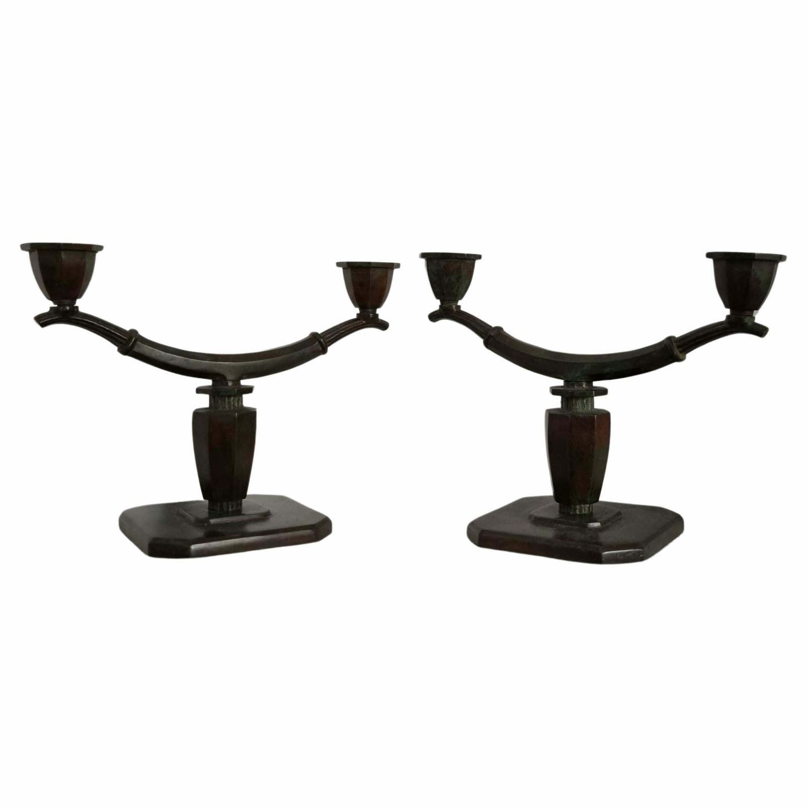 Sune Bäckström, A Pair Of Rare Candelabras In Bronze, Swedish Grace 1920/30s