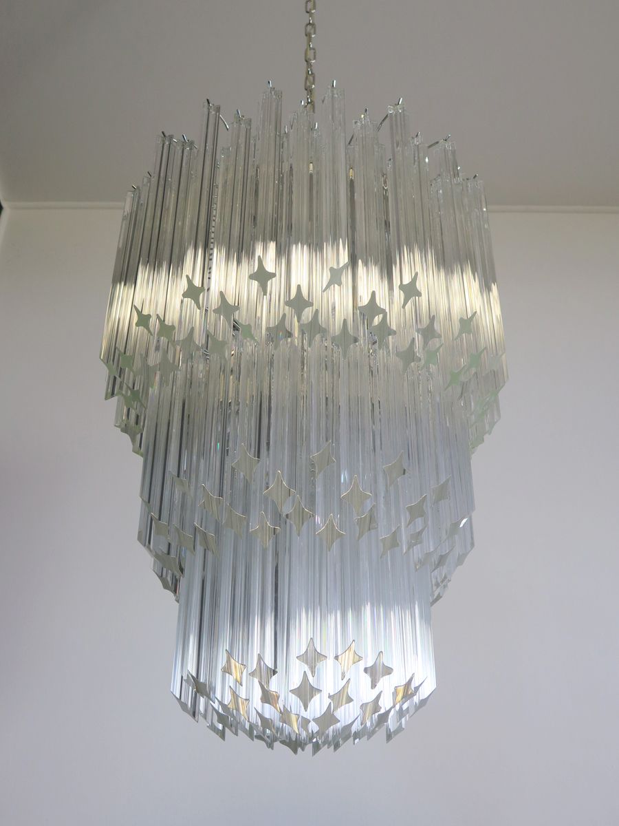 Huge Murano Chandelier Trasparent Quadriedri – 184 Prism   Elena Model photo 2990.0