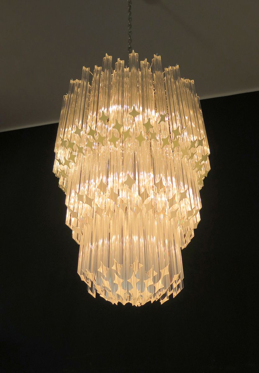 photo furniture Huge Murano Chandelier Trasparent Quadriedri – 184 Prism   Elena Model