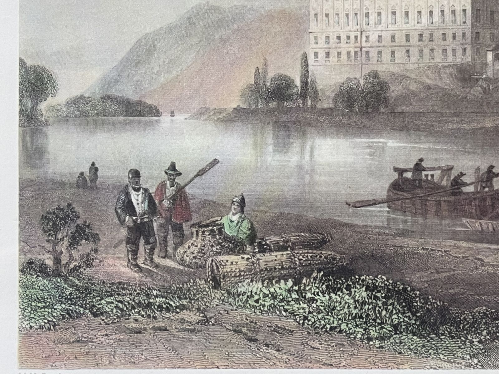 Framed Print By W.H. Barlett Titled Der Rhein, Engraved By J.C Bentley photo vintage