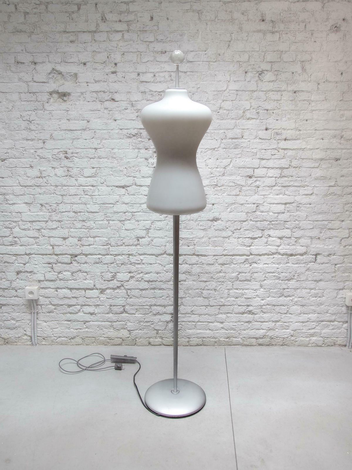 Midcentury Modern Murano Due Opaline Glass Shade Floor Lamp, 1980s photo furniture
