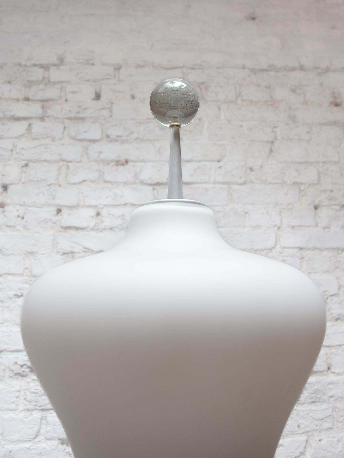 Midcentury Modern Murano Due Opaline Glass Shade Floor Lamp, 1980s photo buy