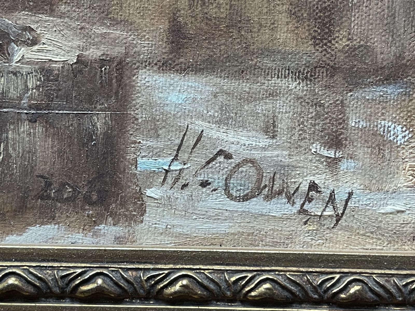 Oil Painting On Canvas Of Tall Ships In Harbour By H.C. Owen photo furniture