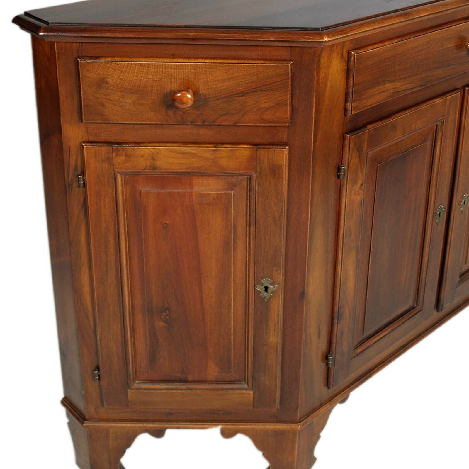 Neoclassical Tuscan Sideboard In Italian Walnut With 3 Drawers And 4 Doors, Early 1900s photo for sale