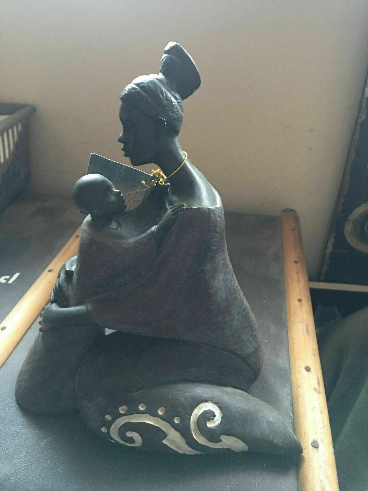 Rare Out Of Africa Ceramic Figurine Of Woman And Baby photo furniture