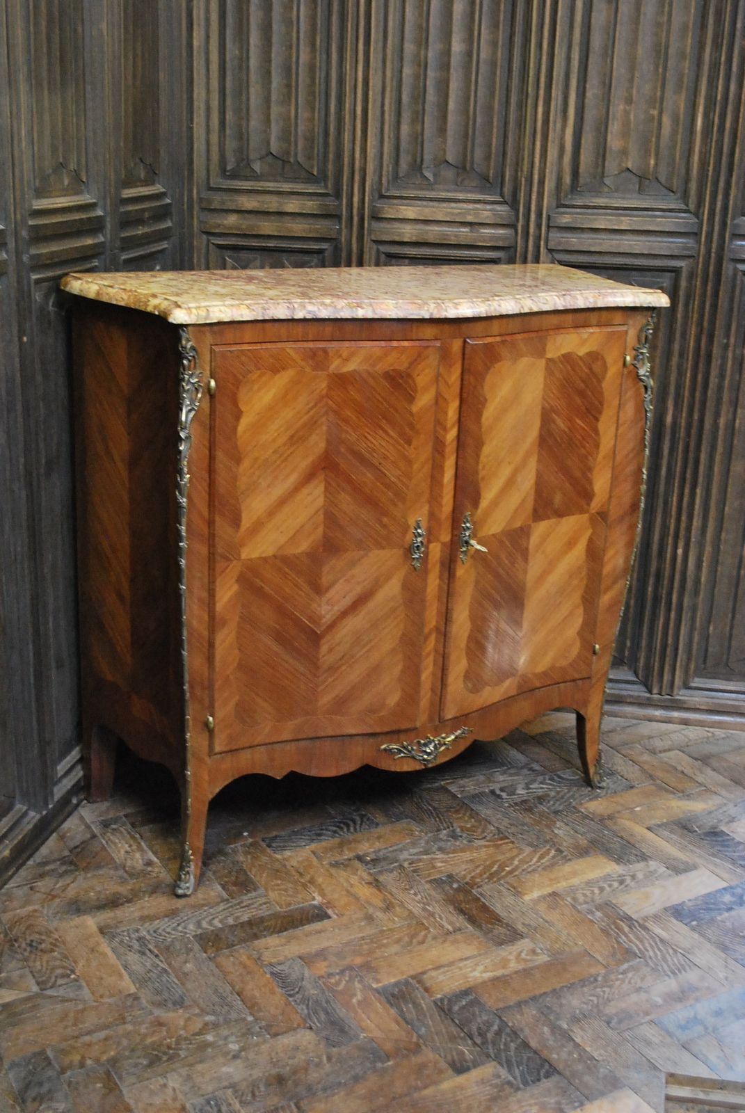 Antique French Serpentine Side Cabinet photo vinterior