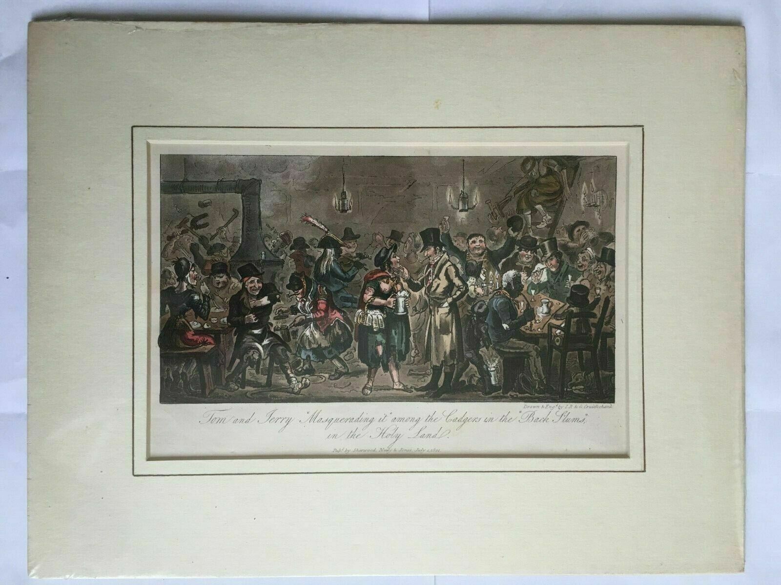 Original Lithograph Titled 'Tom And Jerry Masquerading It Among The Gadgers In The Back Films In The Holy Land' photo furniture