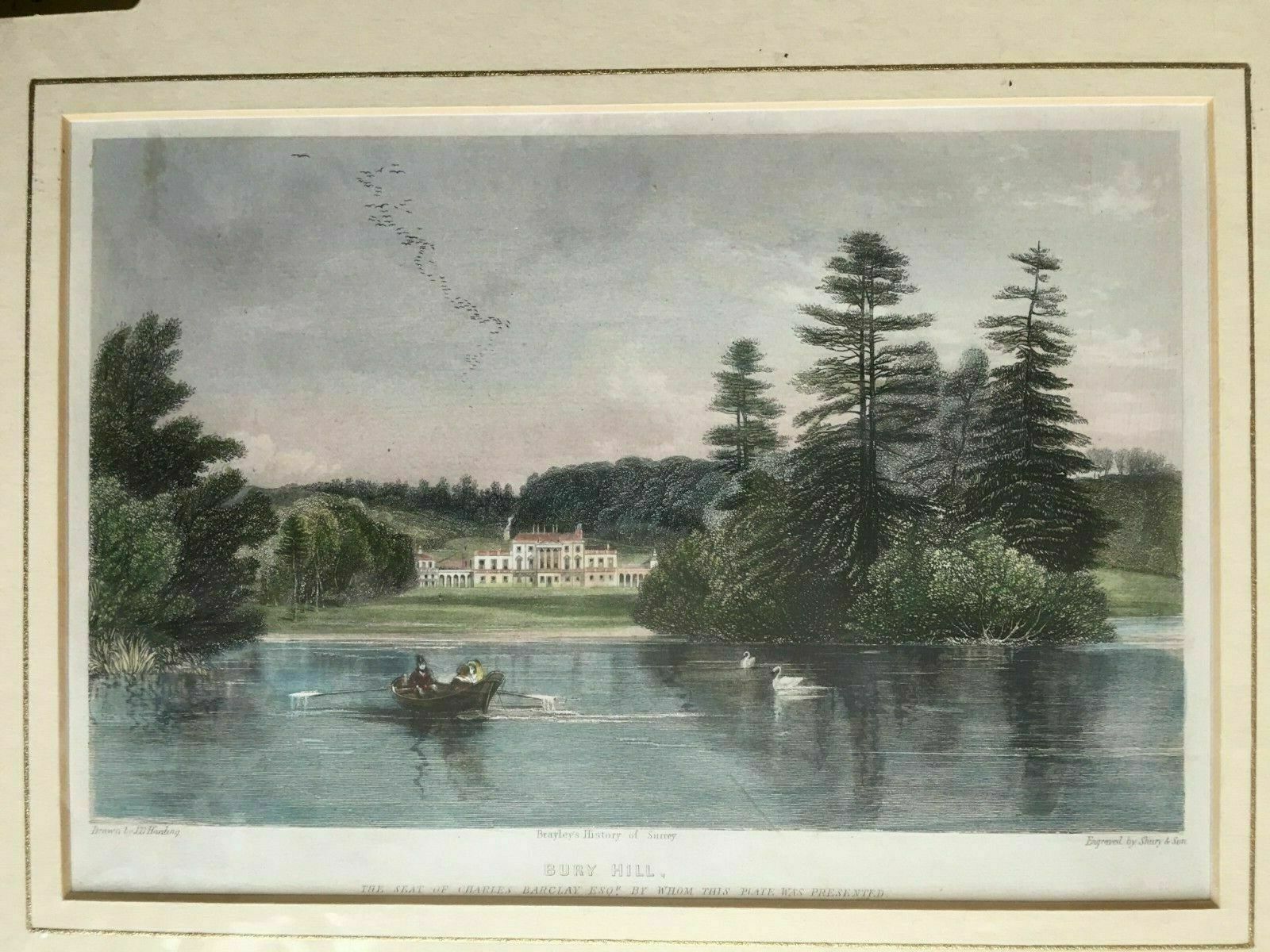 Print From Steel Engraving Titled 'Bury Hill' 1840