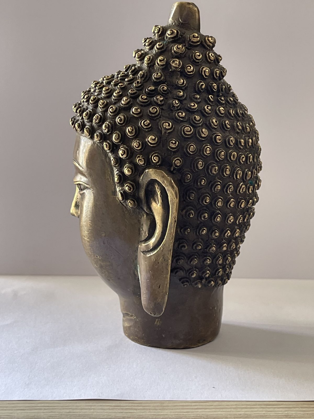 1kg Fine Large Heavy Old Chinese Gilt Bronze Shakyamuni Buddha Head Statue photo furniture