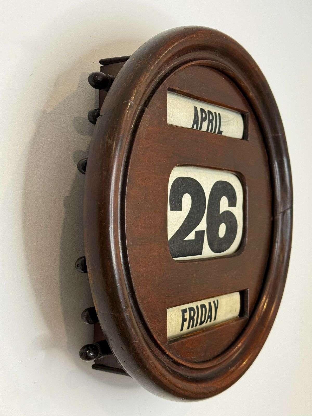 photo for sale Edwardian Mahogany Perpetual Wall Calendar, Circa 1910