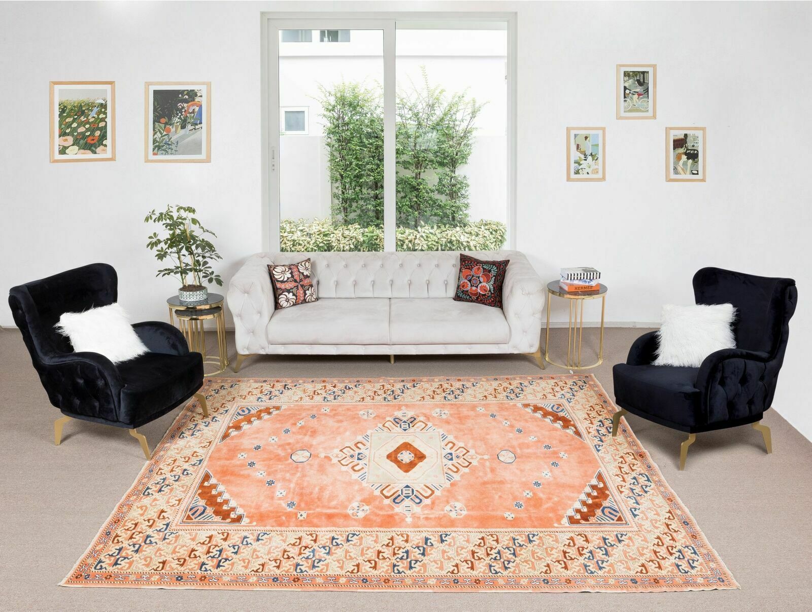 8.2x9.7 Ft One Of A Kind Turkish Rug, Traditional 20th Century Handmade Carpet photo furniture
