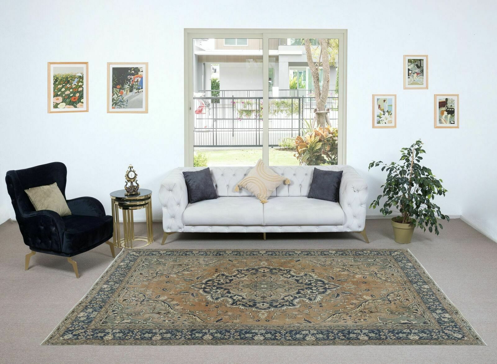 6.8x10.5 Ft One Of A Kind Vintage Tribal Rug, Handmade Turkish Carpet, Ca 1960 photo furniture