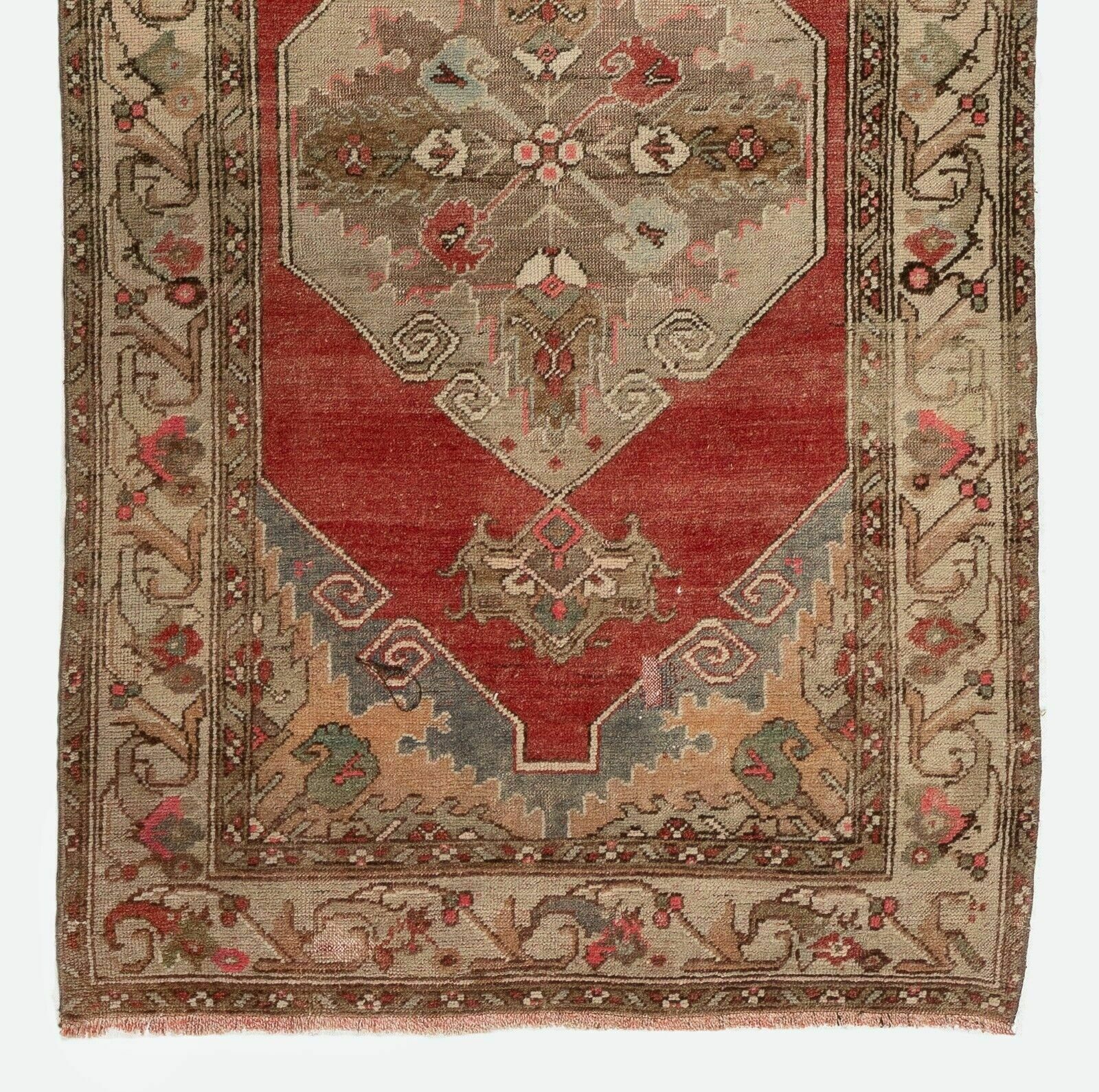 3.3x10.2 Ft Antique Turkish Oushak Runner. One Of A Kind Wool Rug photo Textiles