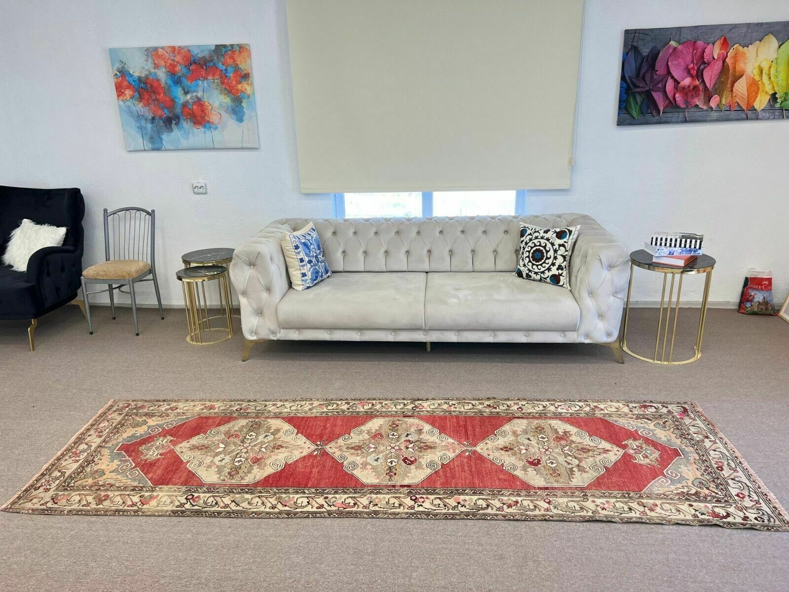 3.3x10.2 Ft Antique Turkish Oushak Runner. One Of A Kind Wool Rug photo buy